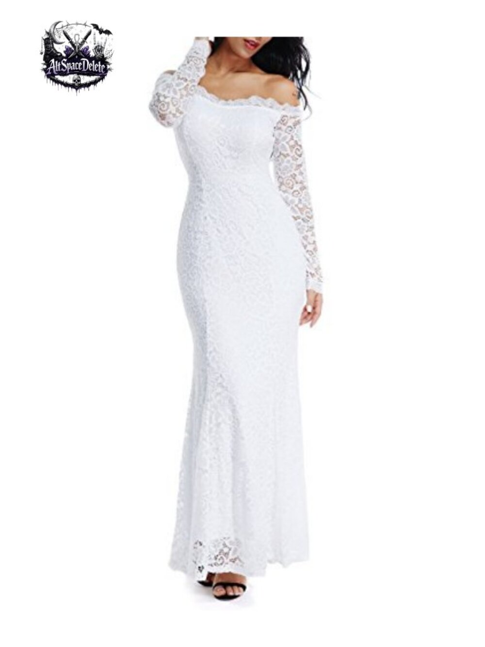 Floral Lace Long Sleeve Off Shoulder Mermaid Wedding Dress